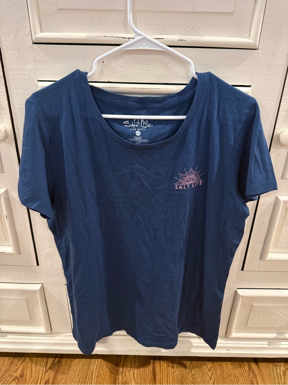 Salt Life Navy Short Sleeve Tee with Pink Logo